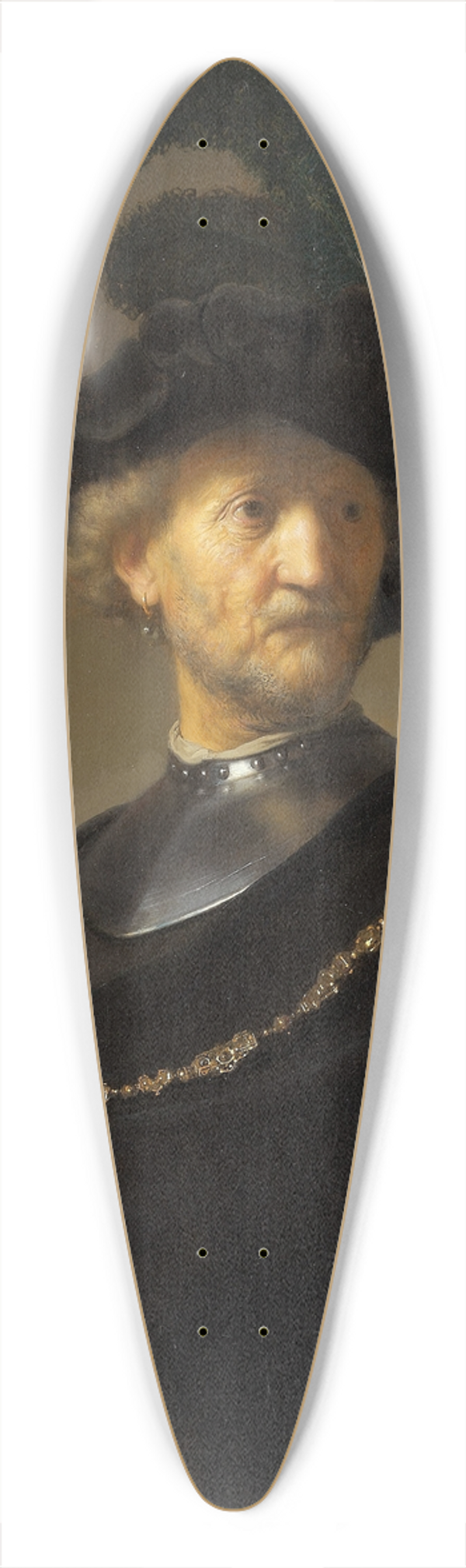 Rembrandt van Rijn - Old Man with a Gold Chain 39.3 inch art pintail longboard deck