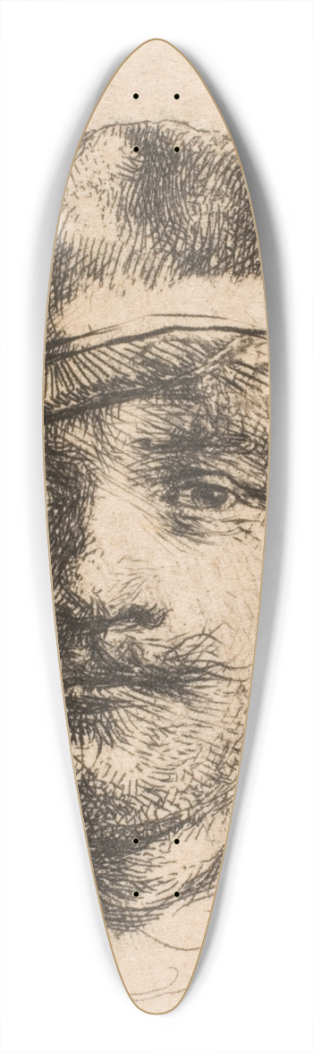 Rembrandt van Rijn - Rembrandt wearing a soft cap 39.3 inch art pintail longboard deck