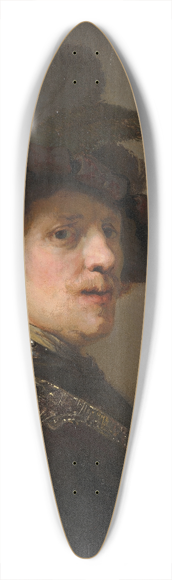 Rembrandt van Rijn - Tronie of a Man with a Feathered Beret 39.3 inch art pintail longboard deck