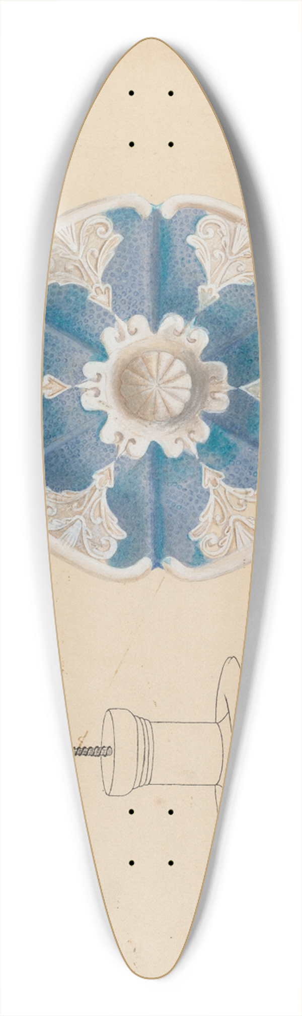 Richard Barnett - Parian Ware Tie Back 39.3 inch art pintail longboard deck