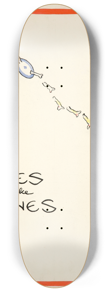 Cyril Kenneth Bird (Fougasse)  - Bones help to make planes 8.25 inch art skate deck