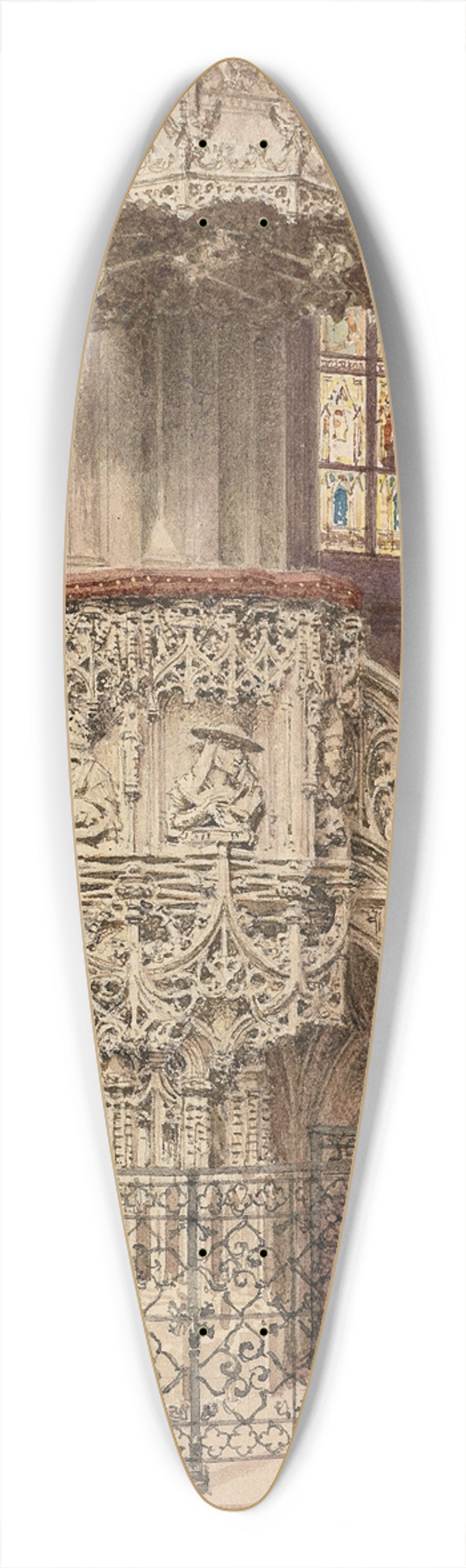 Richard Moser - Stephansdom Pilgramkanzel 39.3 inch art pintail longboard deck