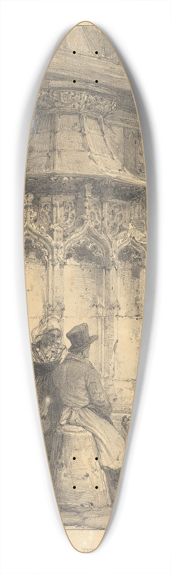 Richard Parkes Bonington - Rouen  Fontaine de la Crosse 39.3 inch art pintail longboard deck