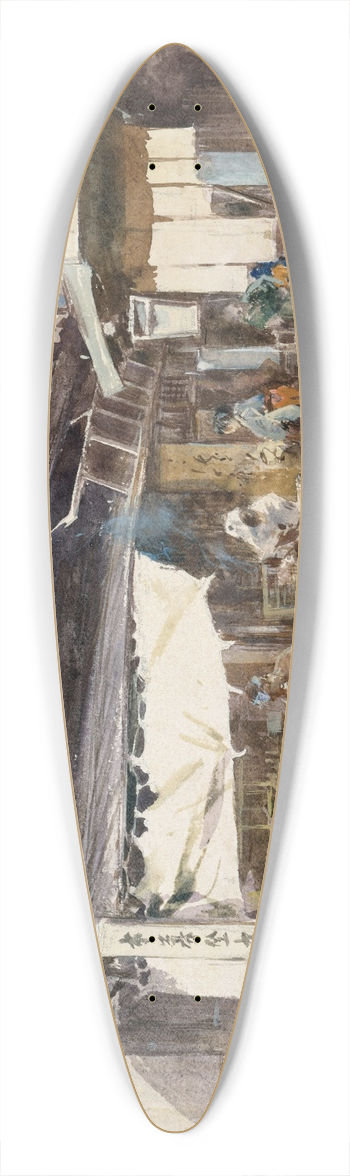 Robert Frederick Blum - Street Scene in Ikao, Japan 39.3 inch art pintail longboard deck