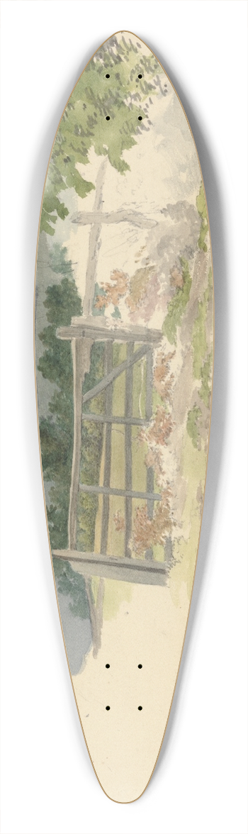Robert Hills - A Gate Reflected in a Pool 39.3 inch art pintail longboard deck