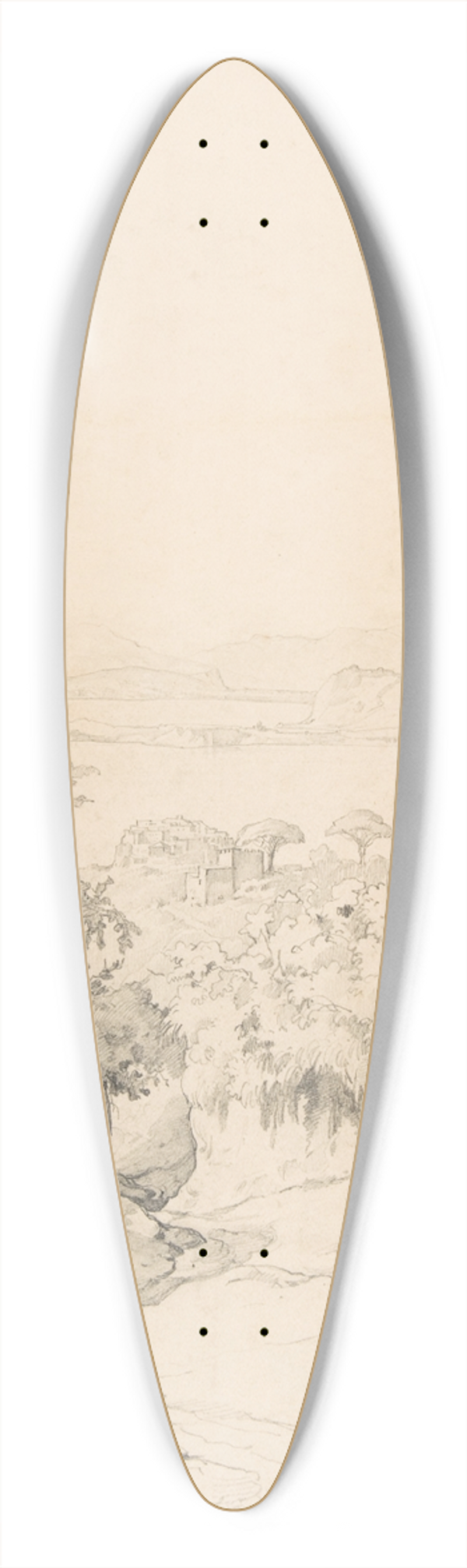 Robert Kummer - A view of Pozzuoli, seen from the Northeast 39.3 inch art pintail longboard deck