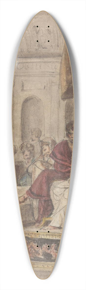 Robert Smirke - Banquet Scene, with a Roman Soldier Kneeling to a Famale Figure Sitting on a Throne 39.3 inch art pintail longboard deck