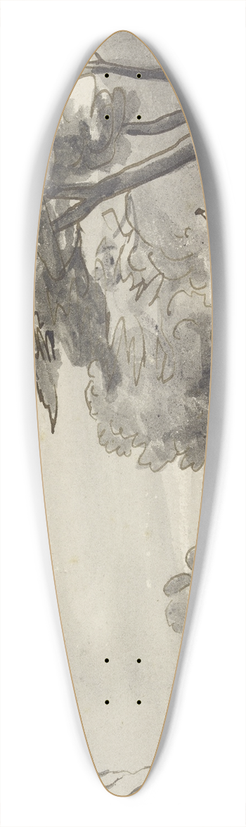 Roelant Roghman - Fluss mit waldigem Ufer, rechts ein Wagen und Reiter 39.3 inch art pintail longboard deck