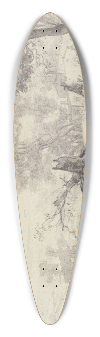 Roelant Roghman - Landschaft mit Bumen und Husern, in der Mitte die Reste eines abgehauenen Baumes, Reiter und Fugnger 39.3 inch art pintail longboard deck