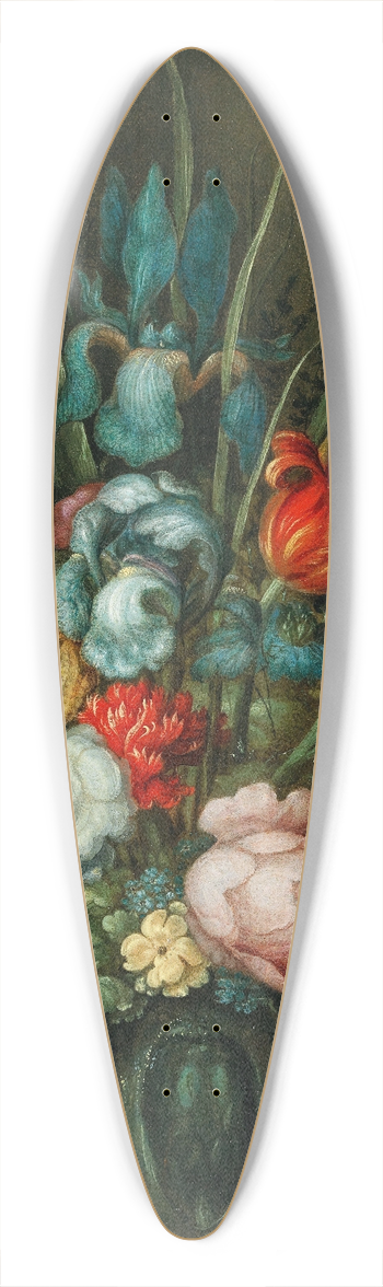 Roelant Savery - Mixed flowers in a glass vase with a lizard nearby 39.3 inch art pintail longboard deck