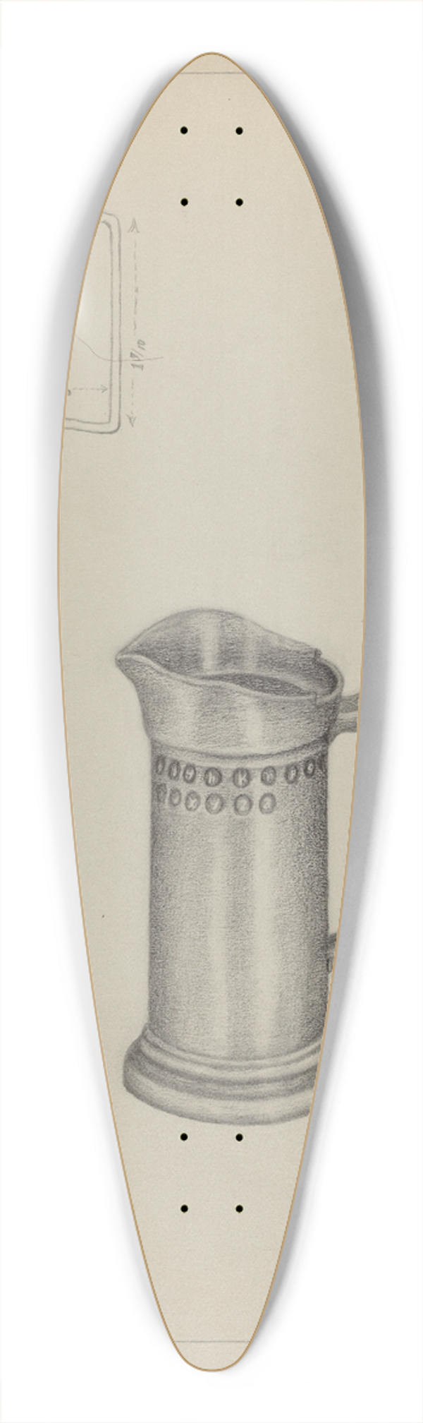 Rollington Campbell - Pewter Pitcher 39.3 inch art pintail longboard deck