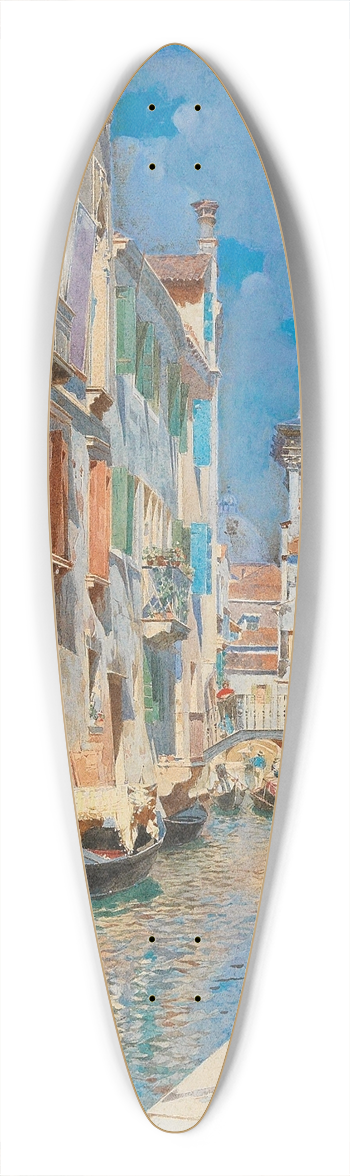 Rubens Santoro - A Venetian canal 39.3 inch art pintail longboard deck