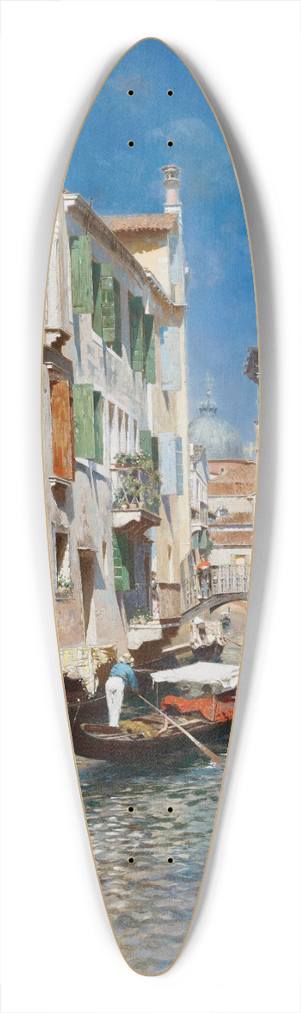 Rubens Santoro - Gondolas in Venice 39.3 inch art pintail longboard deck