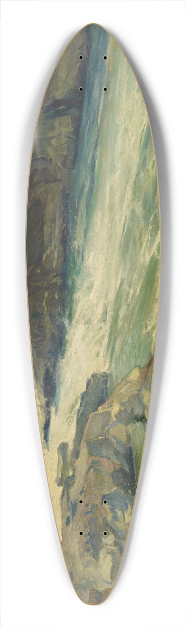 Rudolf Lw - The Rhine at Laufenburg 39.3 inch art pintail longboard deck