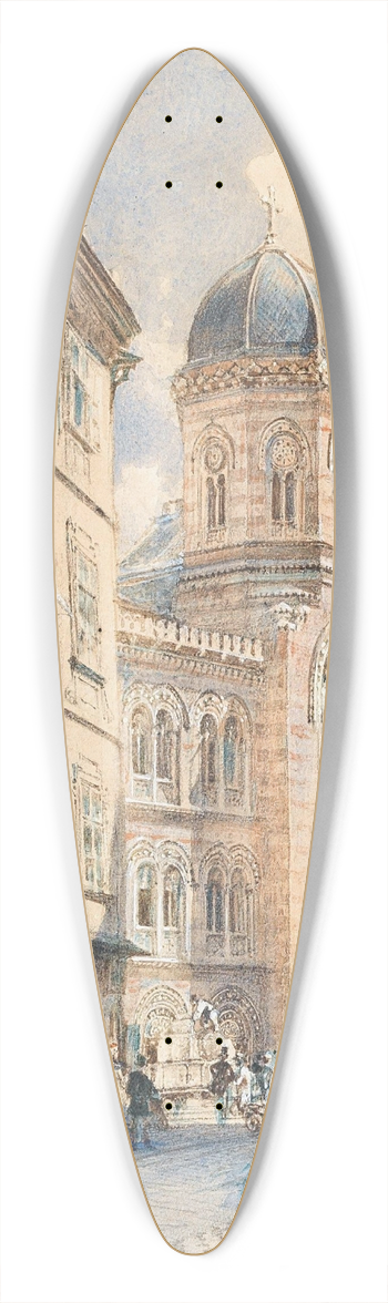 Rudolf von Alt - The Fleischmarkt in Vienna with the Greek-Orthodox Church of the Holy Trinity 39.3 inch art pintail longboard deck
