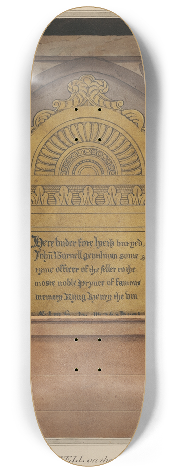 Daniel Lysons - Brass Plate for John Burnell from Drayton Church 8.25 inch art skate deck