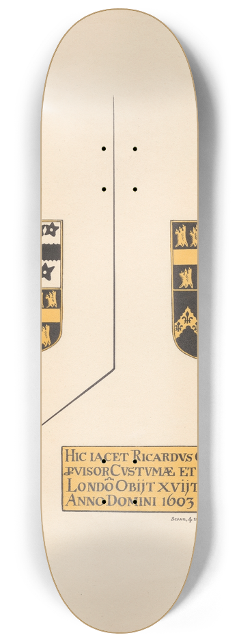 Daniel Lysons - Memorials to Richard Carmarden and Thomas Wigg, Chislehurst 8.25 inch art skate deck