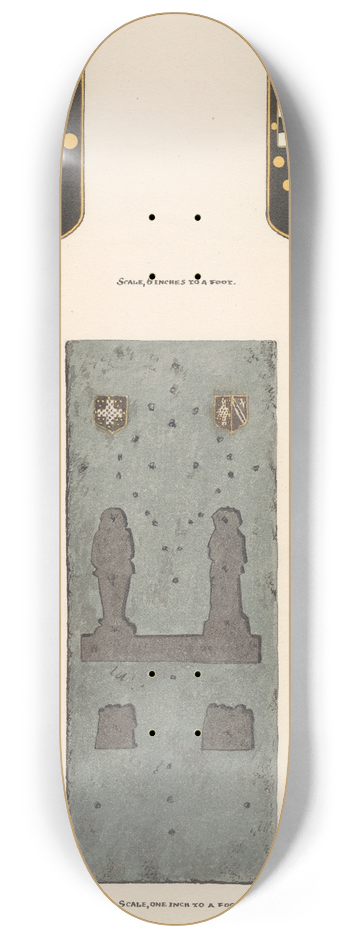Daniel Lysons - Monument with Missing Brass Plates of James and Eleanor Walsingham, Chislehurst 8.25 inch art skate deck