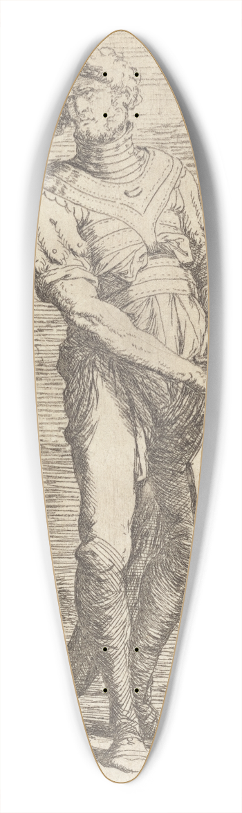 Salvator Rosa - Soldier Holding a Shield 39.3 inch art pintail longboard deck