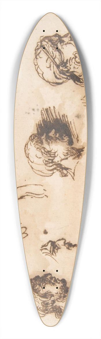 Salvator Rosa - Studies of a Mans Head in Profile, and of a Standing Male Figure 39.3 inch art pintail longboard deck