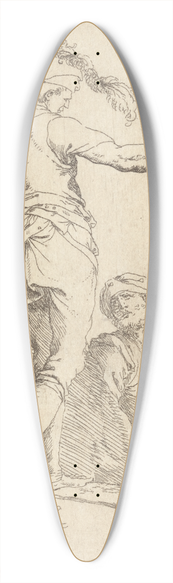 Salvator Rosa - Two Soldiers, One Seen from Behind and Holding a Cane in His Right hand 39.3 inch art pintail longboard deck