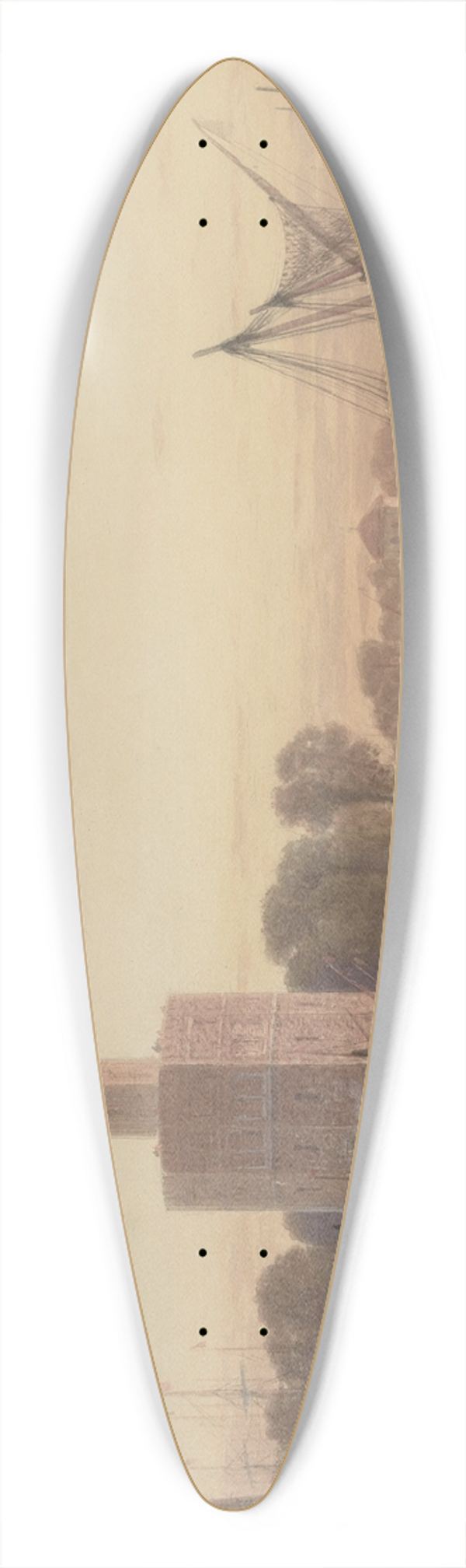 Samuel Colman - The Harbor of Seville 39.3 inch art pintail longboard deck