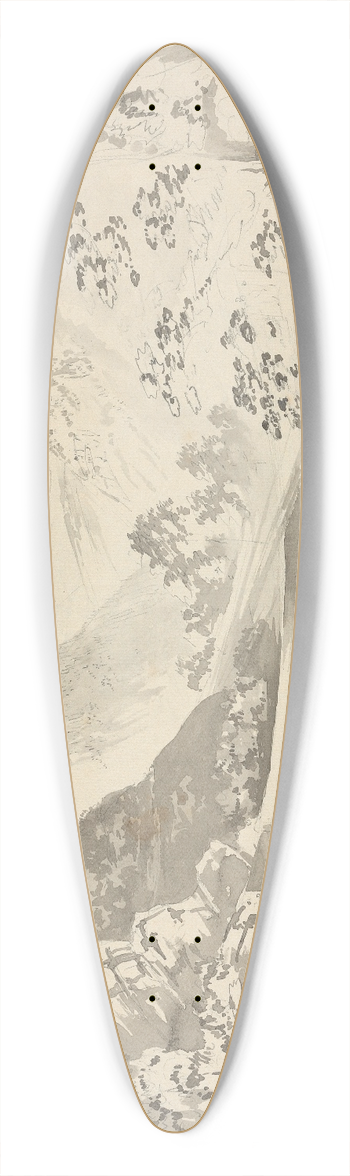 Samuel Davis - A River Scene with Mountains in the Background 39.3 inch art pintail longboard deck