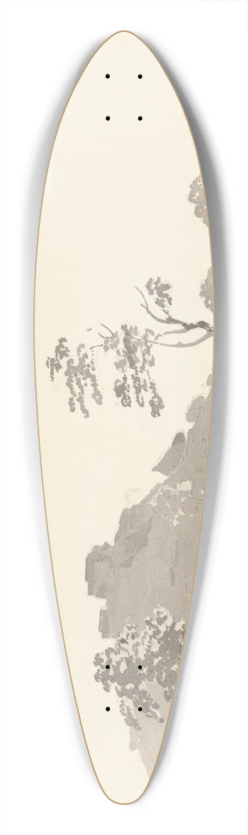 Samuel Davis - River Scene with a Fort on a hill in the middle distance 39.3 inch art pintail longboard deck