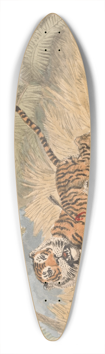 Samuel Howitt - A Tiger Pierced with an Arrow 39.3 inch art pintail longboard deck