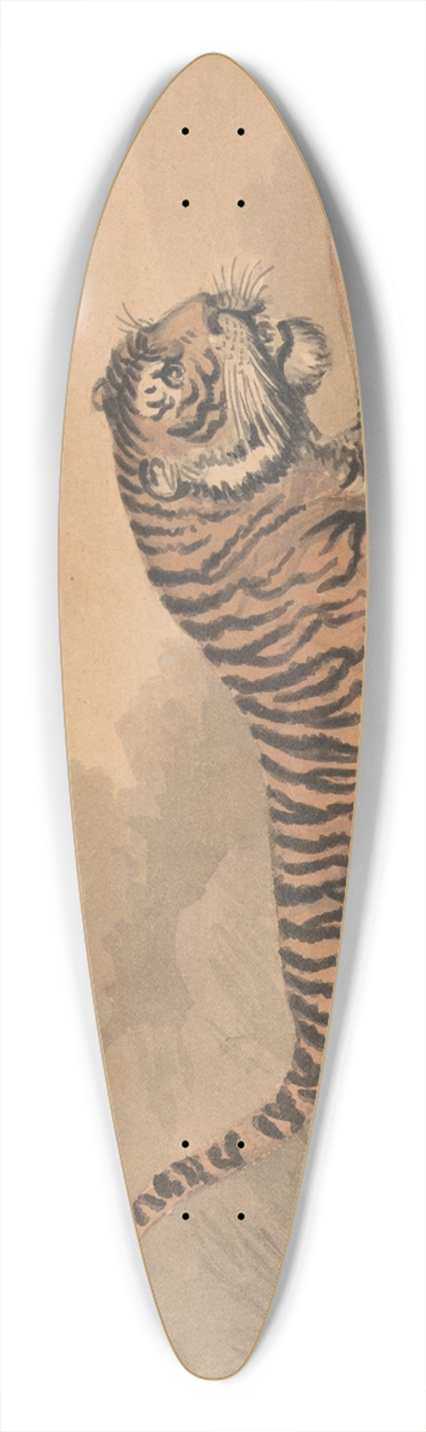 Samuel Howitt - A Tigress Leaping to the Right 39.3 inch art pintail longboard deck