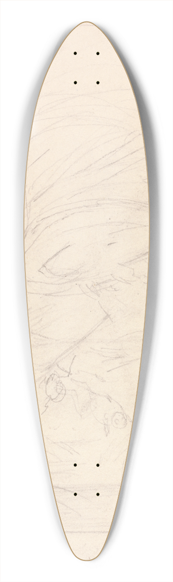 Samuel Howitt - Crane and Frogs 39.3 inch art pintail longboard deck