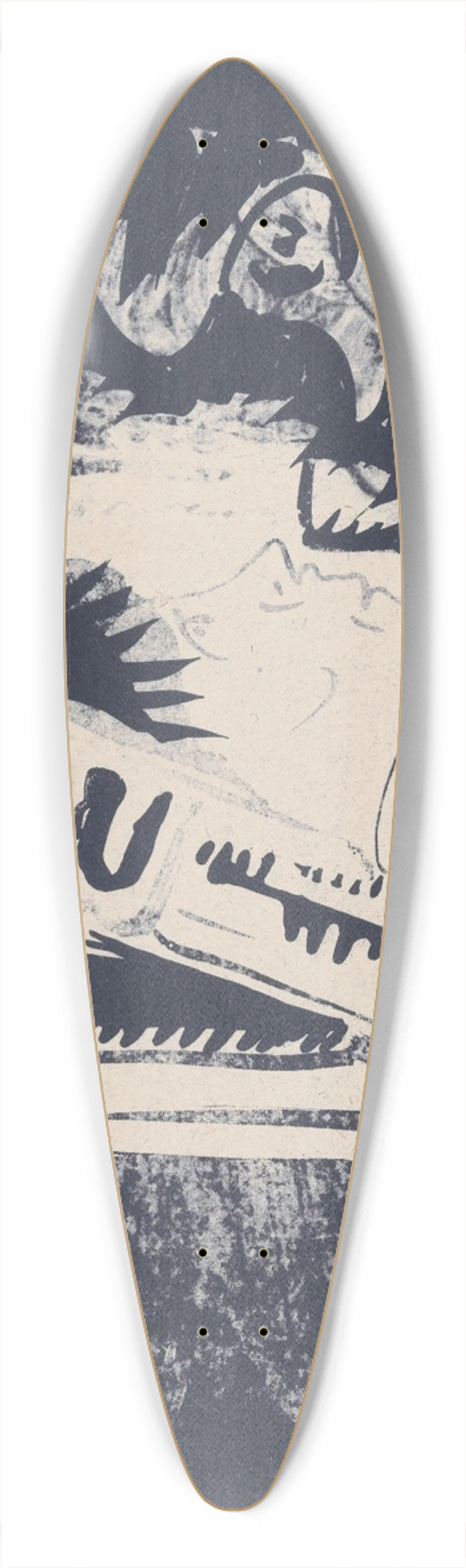 Samuel Jessurun de Mesquita - Fantasie; profielkop naar rechts in een witte rechthoek, omgeven door zwart (rechtsonder is het zwart gewassen) 39.3 inch art pintail longboard deck