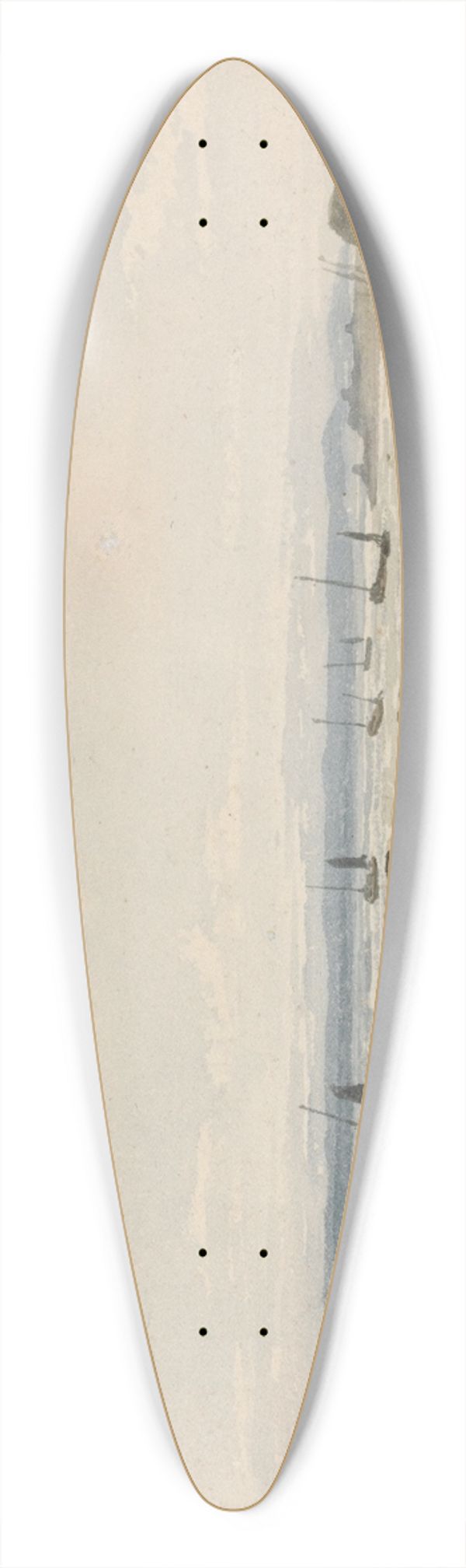 Samuel Prout - Beach Scene 39.3 inch art pintail longboard deck
