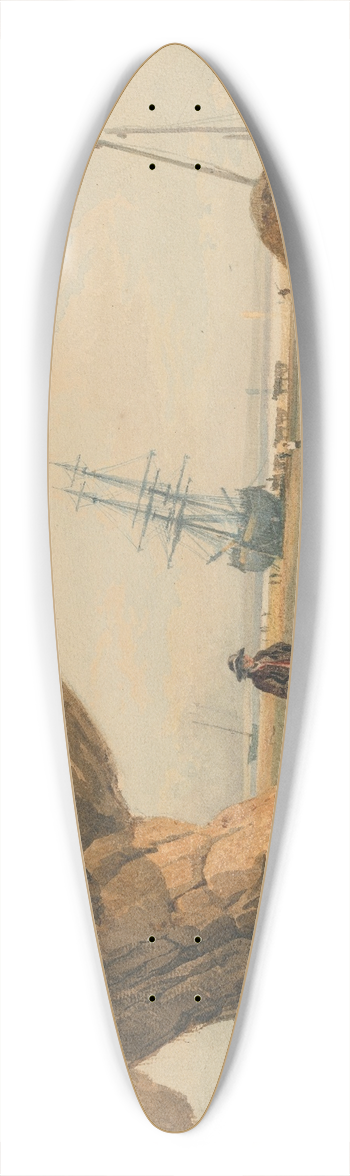 Samuel Prout - Coast Scene near Plymouth 39.3 inch art pintail longboard deck