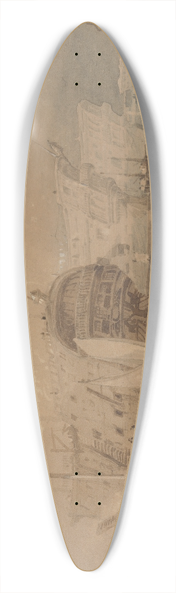 Samuel Prout - Hulks at Plymouth 39.3 inch art pintail longboard deck