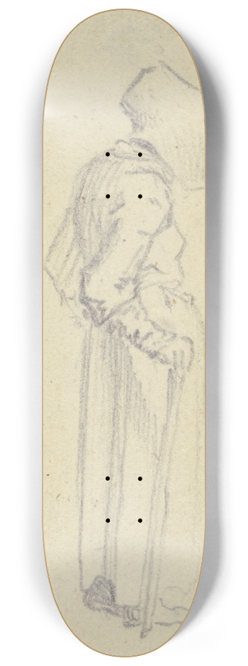 Daniel Nikolaus Chodowiecki - Stehende alte Frau mit Schutenhut 8.25 inch art skate deck