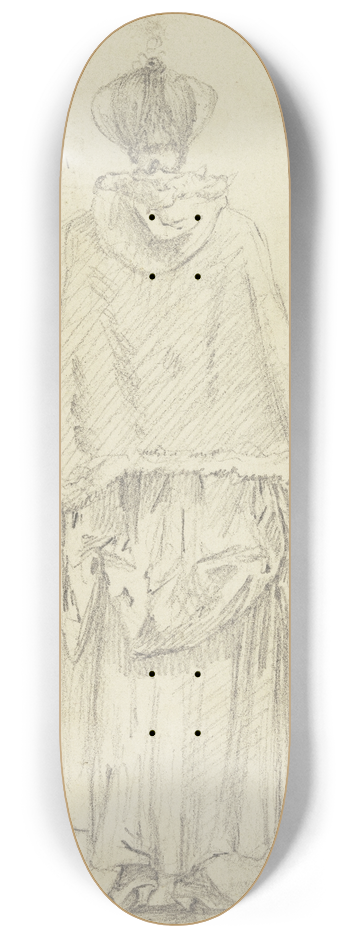 Daniel Nikolaus Chodowiecki - Stehende Frau mit Umhang in Rckansicht. 8.25 inch art skate deck