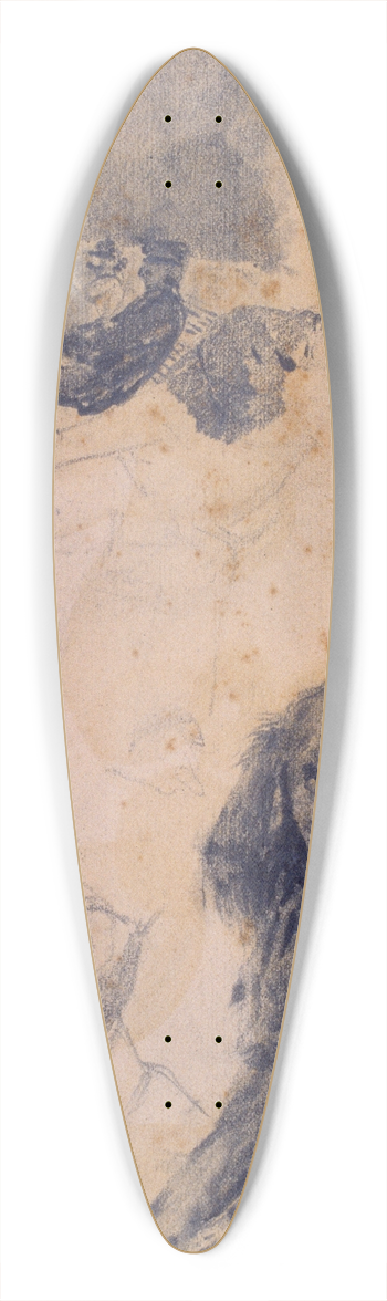 Santiago Rusiol - Figure Studies and Study of Dog 39.3 inch art pintail longboard deck