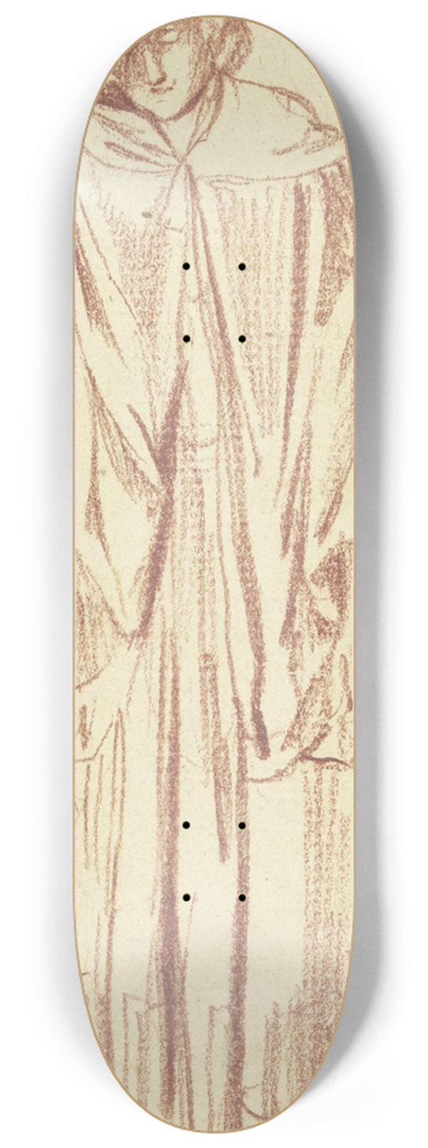 Daniel Nikolaus Chodowiecki - Stehende Frau von vorne gesehen, an einen Pfeiler gelehnt, die rechte Hand an die Stirn haltend 8.25 inch art skate deck