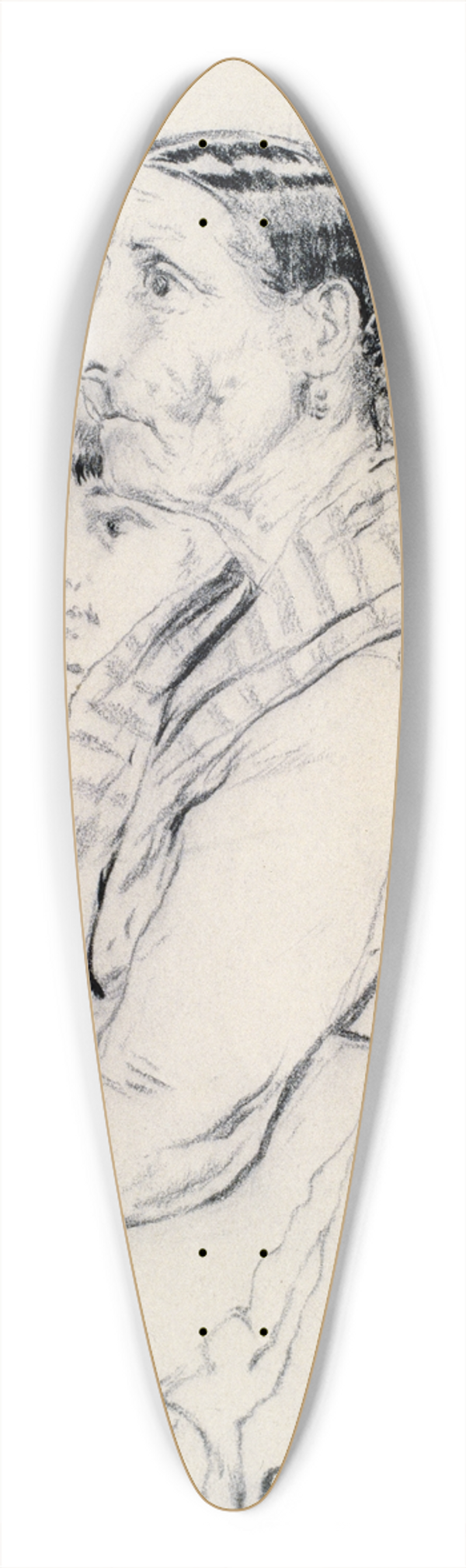 Santiago Rusiol - Study of a Woman and Children 39.3 inch art pintail longboard deck