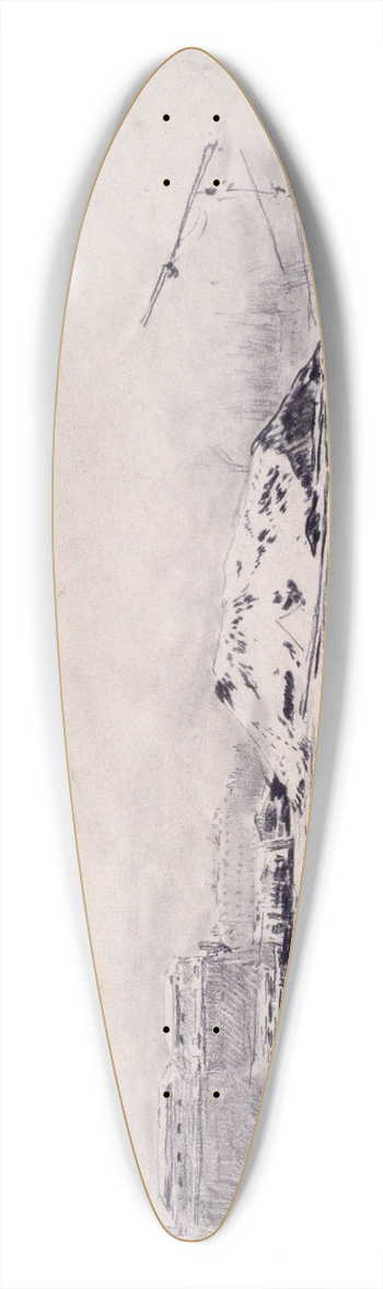 Santiago Rusiol - View of Barcelona Port 39.3 inch art pintail longboard deck