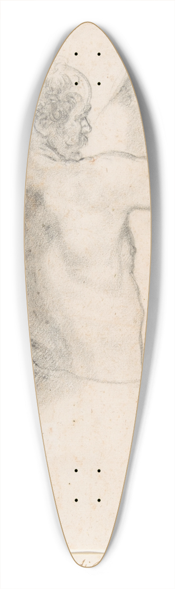 Santi Di Tito - Two Studies of a Man 39.3 inch art pintail longboard deck