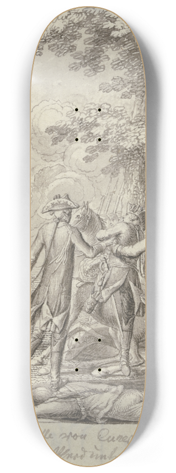 Daniel Nikolaus Chodowiecki - Zwei Soldaten helfen Friedrich dem Groen von einem zusammensinkenden Pferd 8.25 inch art skate deck