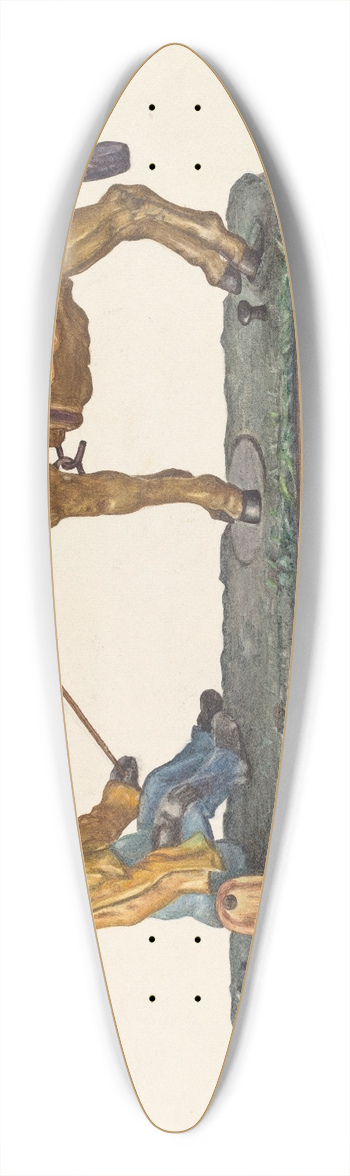 Sarkis Erganian - Cast Iron Mule Bank 39.3 inch art pintail longboard deck