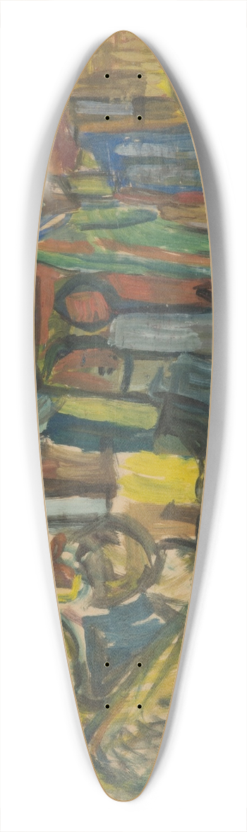 Sasza Blonder - Mczyzna z fajk na tle podwrza 39.3 inch art pintail longboard deck