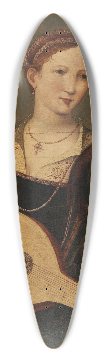School Of Antwerp - A Young Lady Playing A Lute 39.3 inch art pintail longboard deck