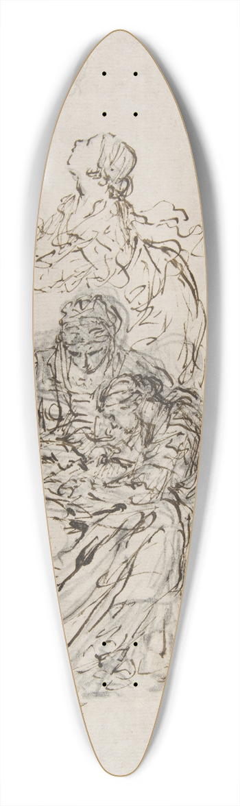 Sebastiano Ricci - Studies for an Education of the Virgin; Saint Anne Teaching the Virgin to Read 39.3 inch art pintail longboard deck
