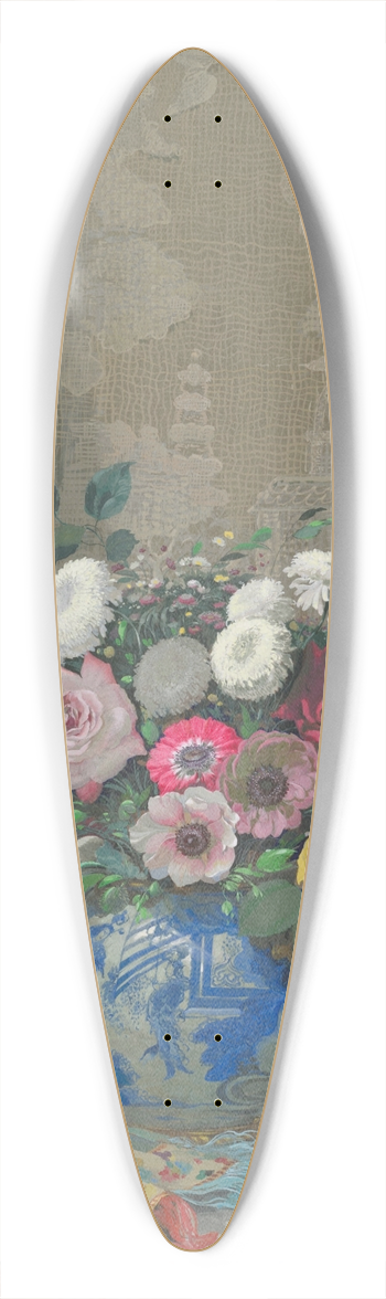 Sergei Chekhonin - Still life with roses, anemones and chrysanthemums in a Chinese vase 39.3 inch art pintail longboard deck