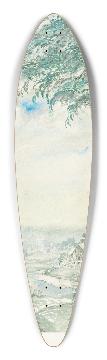 Sergey Chekhonin - View of a village from a terrace 39.3 inch art pintail longboard deck