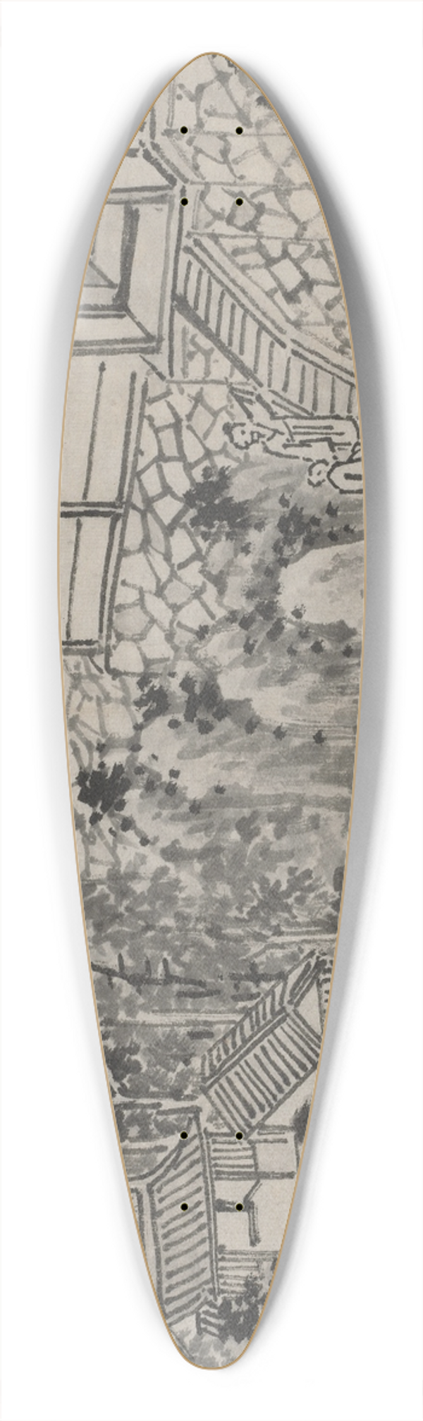 Shen Zhou - The Pine Retreat 39.3 inch art pintail longboard deck